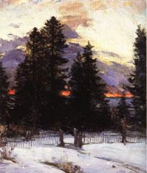 Abram Arkhipov Sunset on a Winter Landscape Norge oil painting art
